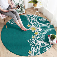 Aloha Polynesian Plumeria Flower Round Carpet Teal Color LT03 - Polynesian Pride