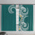 Aloha Polynesian Plumeria Flower Window Curtain Teal Color