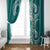 Aloha Polynesian Plumeria Flower Window Curtain Teal Color