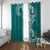 Aloha Polynesian Plumeria Flower Window Curtain Teal Color