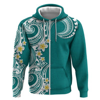 Aloha Polynesian Plumeria Flower Zip Hoodie Teal Color LT03 Zip Hoodie Teal - Polynesian Pride