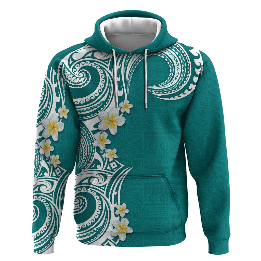 Aloha Polynesian Plumeria Flower Zip Hoodie Teal Color LT03 Pullover Hoodie Teal - Polynesian Pride