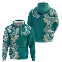 Aloha Polynesian Plumeria Flower Zip Hoodie Teal Color LT03 - Polynesian Pride