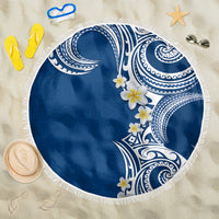 Aloha Polynesian Plumeria Flower Beach Blanket Blue Color