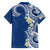 Aloha Polynesian Plumeria Flower Family Matching Puletasi and Hawaiian Shirt Blue Color