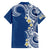 Aloha Polynesian Plumeria Flower Family Matching Summer Maxi Dress and Hawaiian Shirt Blue Color
