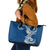 Aloha Polynesian Plumeria Flower Leather Tote Bag Blue Color