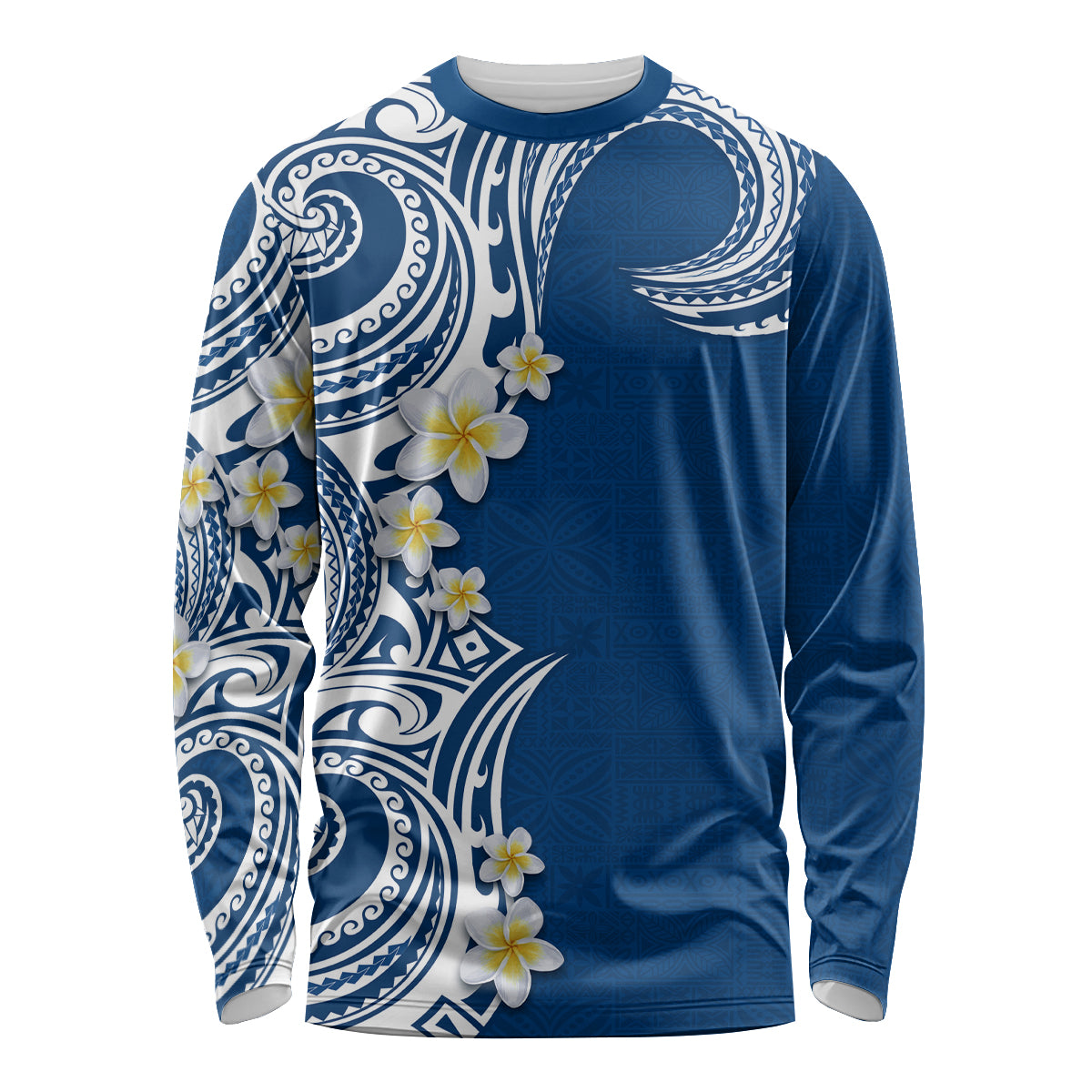 Aloha Polynesian Plumeria Flower Long Sleeve Shirt Blue Color LT03 Unisex Blue - Polynesian Pride