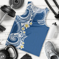 Aloha Polynesian Plumeria Flower Men Tank Top Blue Color