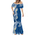 Aloha Polynesian Plumeria Flower Mermaid Dress Blue Color