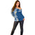 Aloha Polynesian Plumeria Flower Off Shoulder Sweater Blue Color