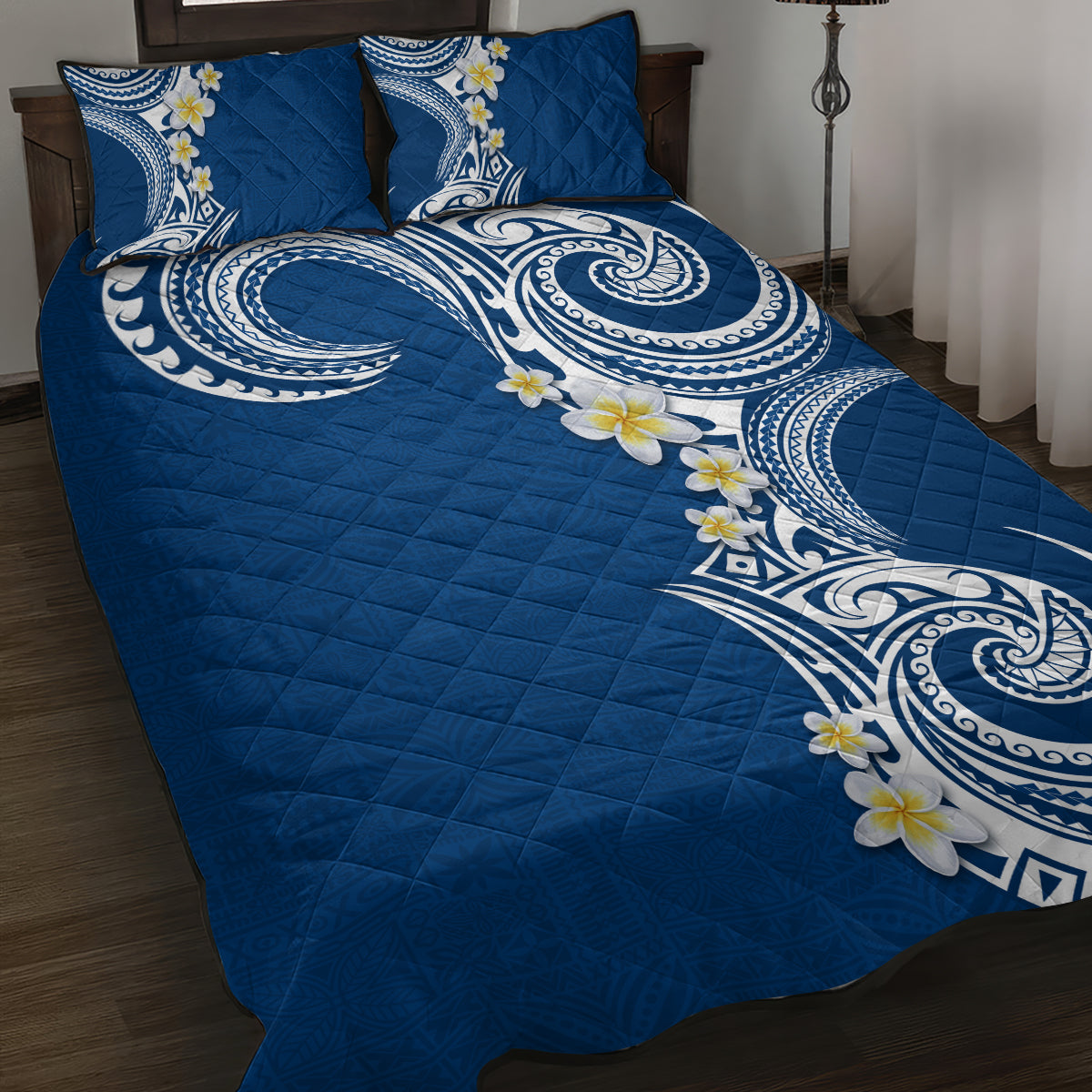 Aloha Polynesian Plumeria Flower Quilt Bed Set Blue Color LT03 Blue - Polynesian Pride