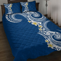 Aloha Polynesian Plumeria Flower Quilt Bed Set Blue Color