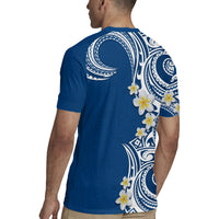 Aloha Polynesian Plumeria Flower Rugby Jersey Blue Color