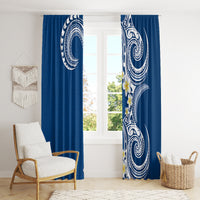 Aloha Polynesian Plumeria Flower Window Curtain Blue Color LT03 - Polynesian Pride