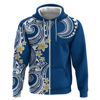 Aloha Polynesian Plumeria Flower Zip Hoodie Blue Color LT03 Zip Hoodie Blue - Polynesian Pride