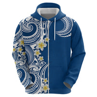 Aloha Polynesian Plumeria Flower Zip Hoodie Blue Color LT03 - Polynesian Pride