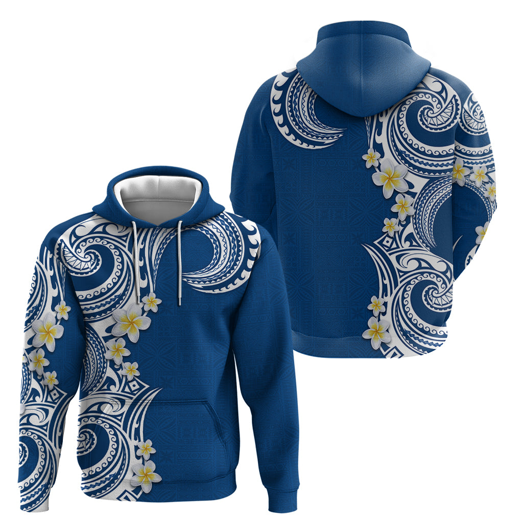 Aloha Polynesian Plumeria Flower Zip Hoodie Blue Color LT03 - Polynesian Pride