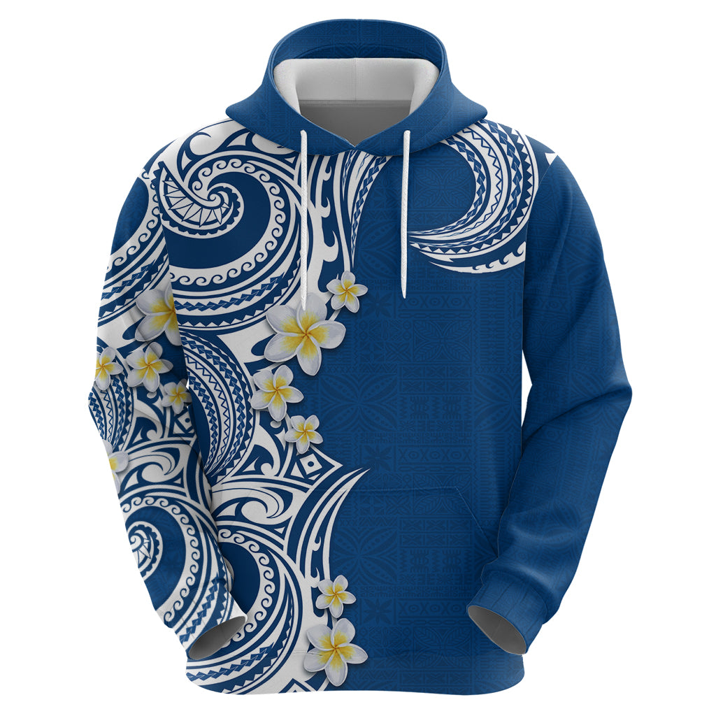 Aloha Polynesian Plumeria Flower Zip Hoodie Blue Color LT03 - Polynesian Pride