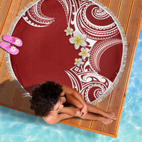 Aloha Polynesian Plumeria Flower Beach Blanket Red Color