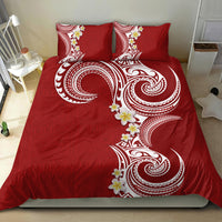 Aloha Polynesian Plumeria Flower Bedding Set Red Color