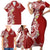 Aloha Polynesian Plumeria Flower Family Matching Short Sleeve Bodycon Dress and Hawaiian Shirt Red Color