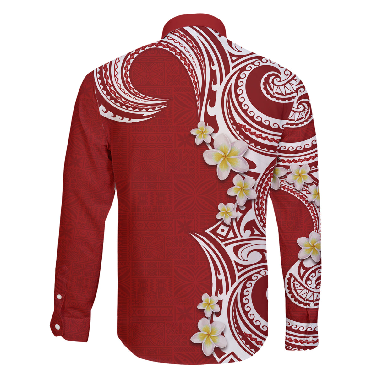 Aloha Polynesian Plumeria Flower Family Matching Short Sleeve Bodycon Dress and Hawaiian Shirt Red Color LT03 - Polynesian Pride