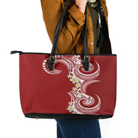 Aloha Polynesian Plumeria Flower Leather Tote Bag Red Color LT03 - Polynesian Pride