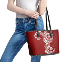 Aloha Polynesian Plumeria Flower Leather Tote Bag Red Color LT03 - Polynesian Pride