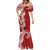 Aloha Polynesian Plumeria Flower Mermaid Dress Red Color