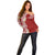 Aloha Polynesian Plumeria Flower Off Shoulder Sweater Red Color