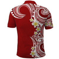 Aloha Polynesian Plumeria Flower Polo Shirt Red Color