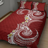 Aloha Polynesian Plumeria Flower Quilt Bed Set Red Color