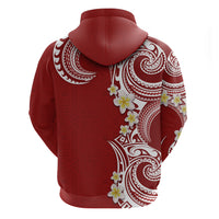 Aloha Polynesian Plumeria Flower Zip Hoodie Red Color