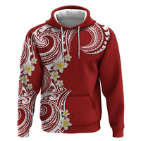 Aloha Polynesian Plumeria Flower Zip Hoodie Red Color