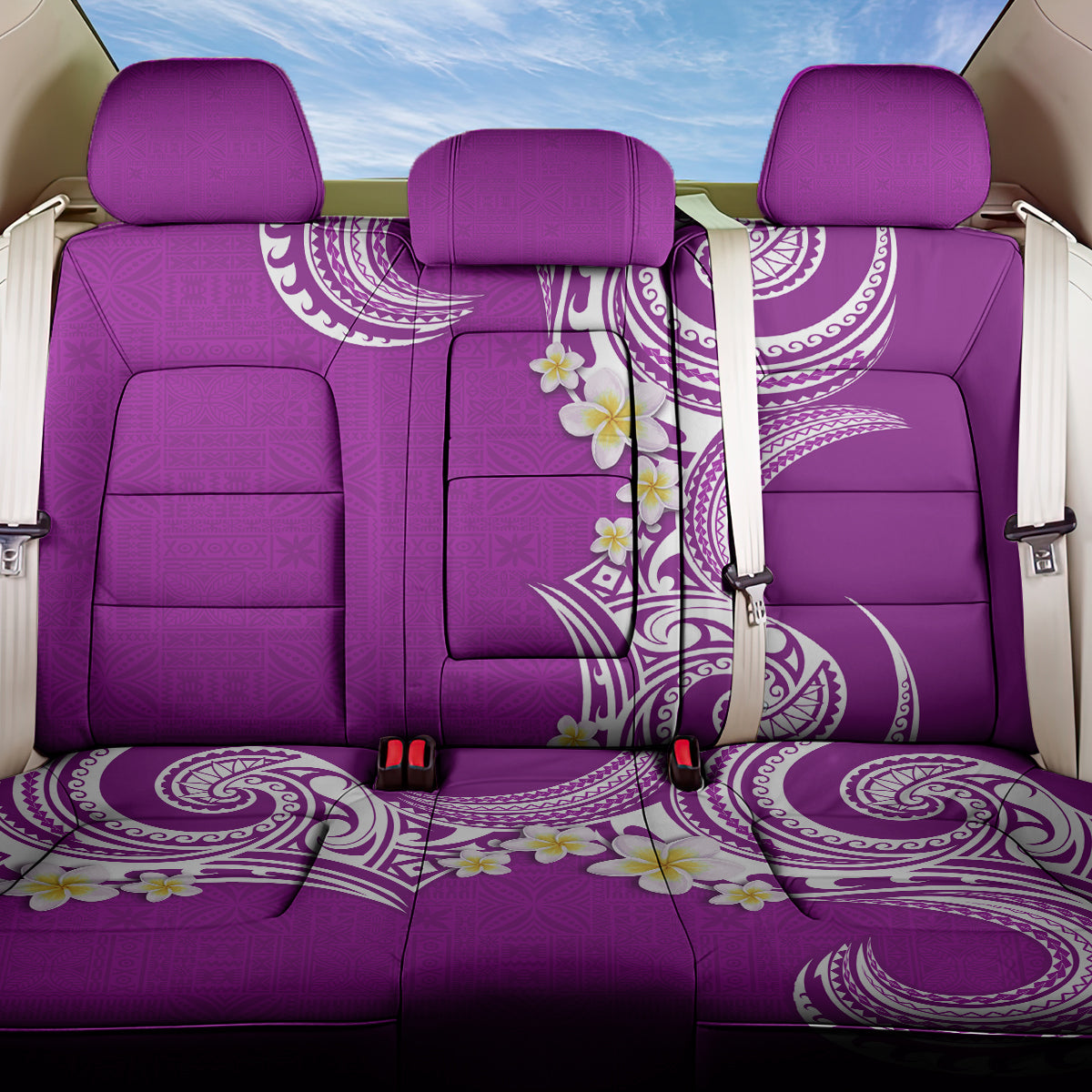 Aloha Polynesian Plumeria Flower Back Car Seat Cover Purple Color
