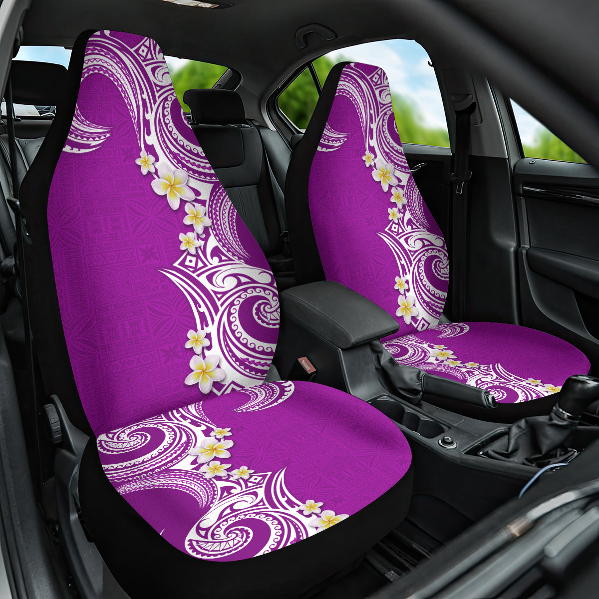 Aloha Polynesian Plumeria Flower Car Seat Cover Purple Color