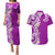 Aloha Polynesian Plumeria Flower Couples Matching Puletasi and Hawaiian Shirt Purple Color