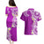 Aloha Polynesian Plumeria Flower Couples Matching Puletasi and Hawaiian Shirt Purple Color