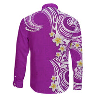 Aloha Polynesian Plumeria Flower Family Matching Summer Maxi Dress and Hawaiian Shirt Purple Color LT03 - Polynesian Pride