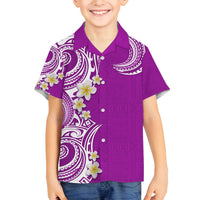Aloha Polynesian Plumeria Flower Family Matching Summer Maxi Dress and Hawaiian Shirt Purple Color LT03 Son's Shirt Purple - Polynesian Pride