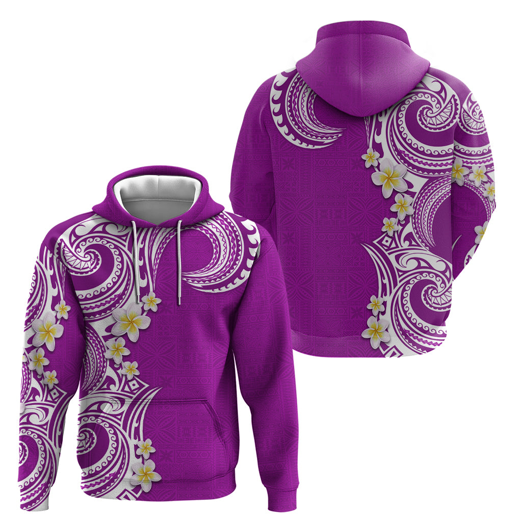 Aloha Polynesian Plumeria Flower Hoodie Purple Color
