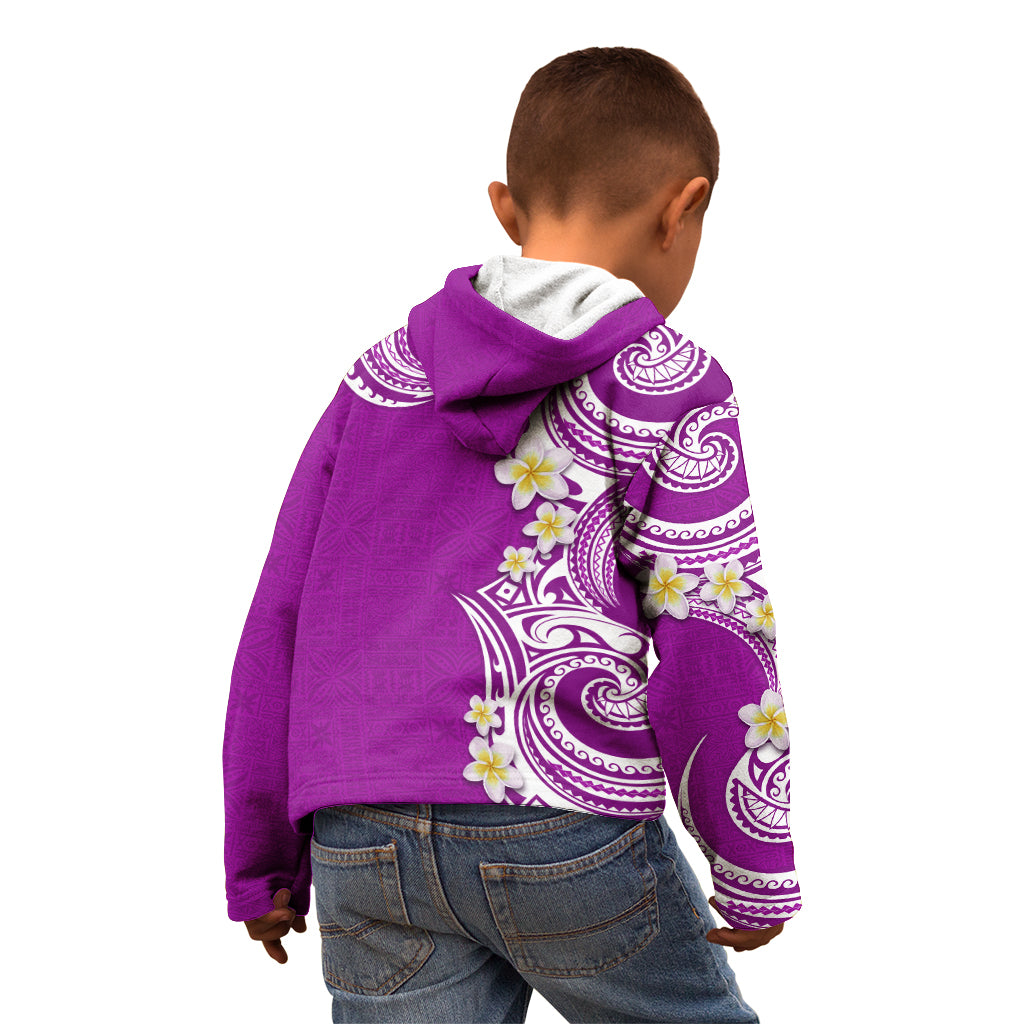 Aloha Polynesian Plumeria Flower Kid Hoodie Purple Color