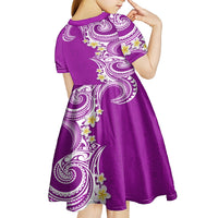 Aloha Polynesian Plumeria Flower Kid Short Sleeve Dress Purple Color LT03 - Polynesian Pride