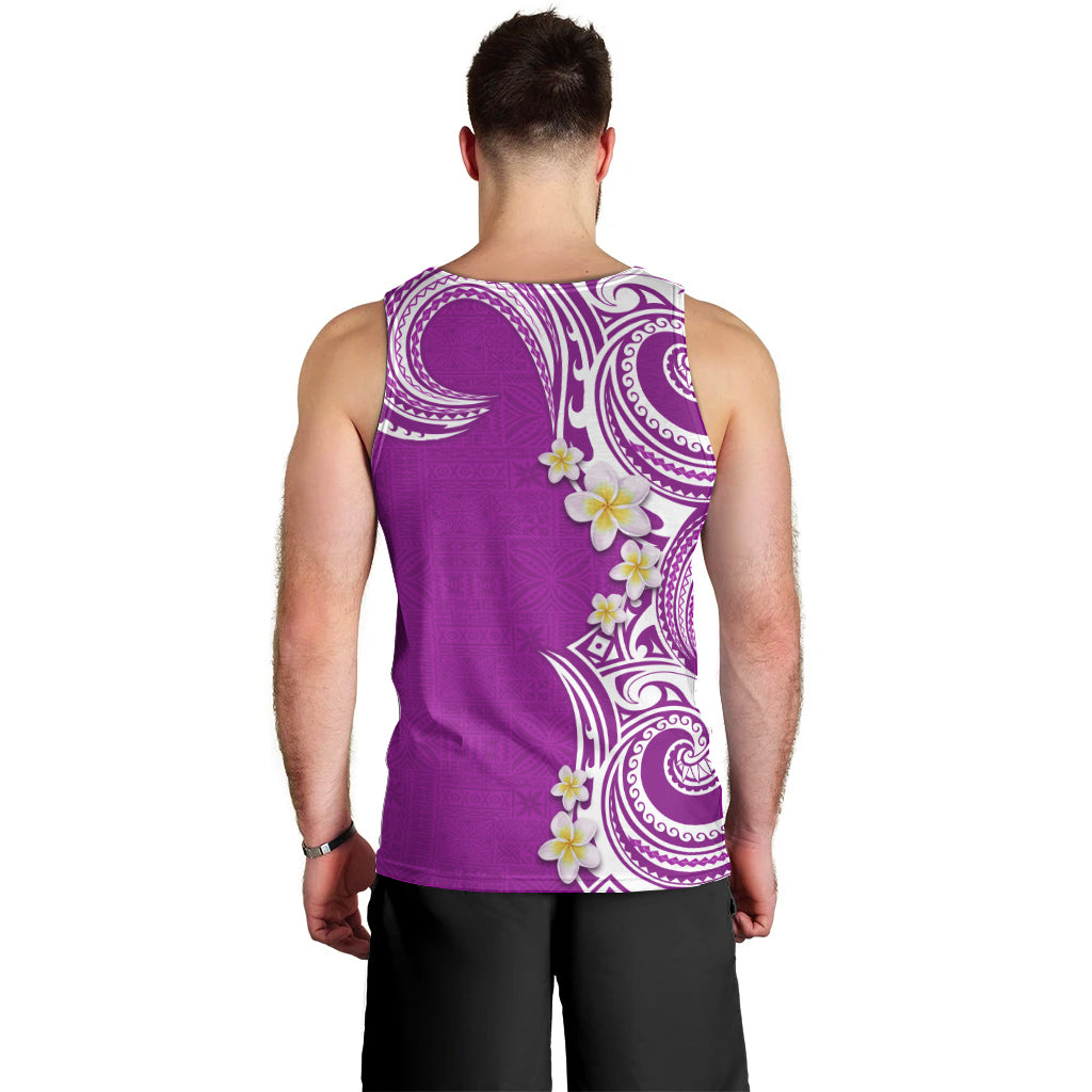 Aloha Polynesian Plumeria Flower Men Tank Top Purple Color