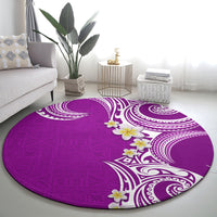 Aloha Polynesian Plumeria Flower Round Carpet Purple Color LT03 - Polynesian Pride