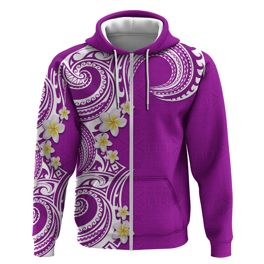 Aloha Polynesian Plumeria Flower Zip Hoodie Purple Color LT03 Zip Hoodie Purple - Polynesian Pride
