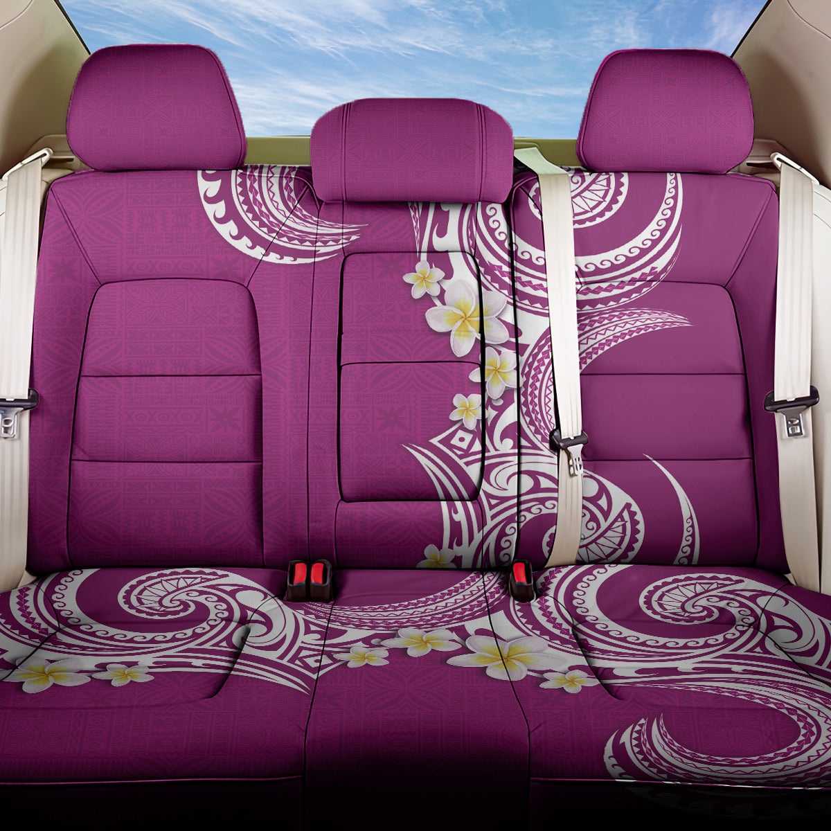 Aloha Polynesian Plumeria Flower Back Car Seat Cover Pink Color