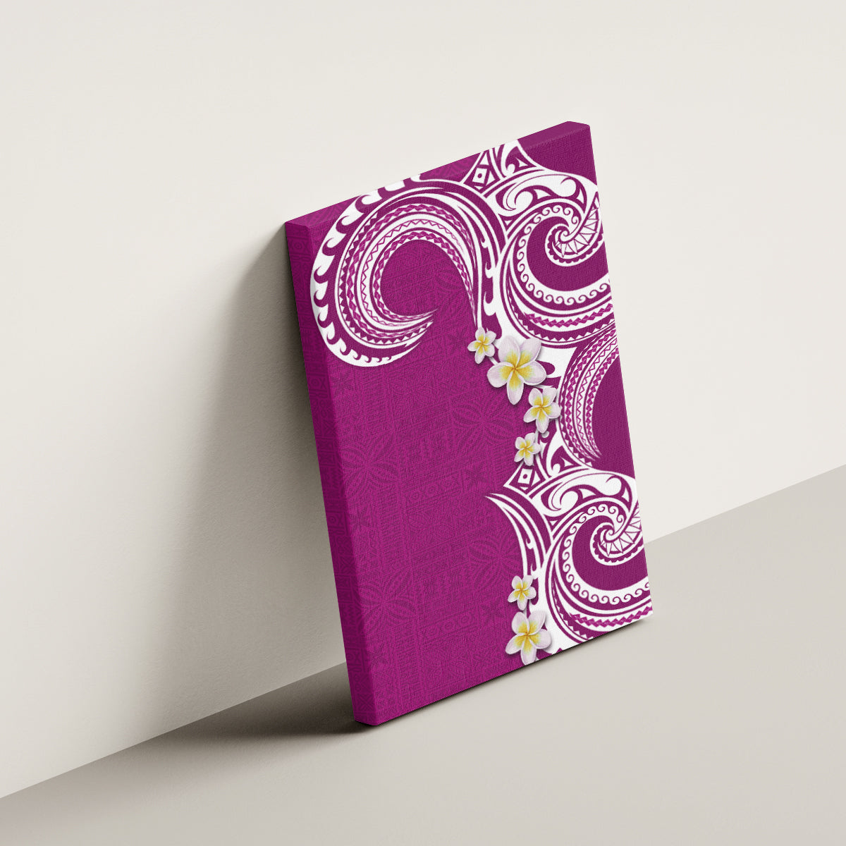 Aloha Polynesian Plumeria Flower Canvas Wall Art Pink Color