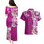Aloha Polynesian Plumeria Flower Couples Matching Puletasi and Hawaiian Shirt Pink Color